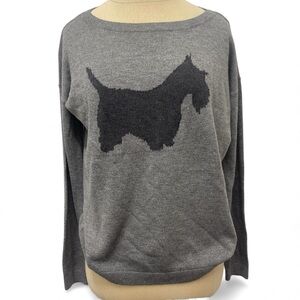 Loft Small Grey Knit Lightweight Sweater Black Scottish Terrier Dog Lover